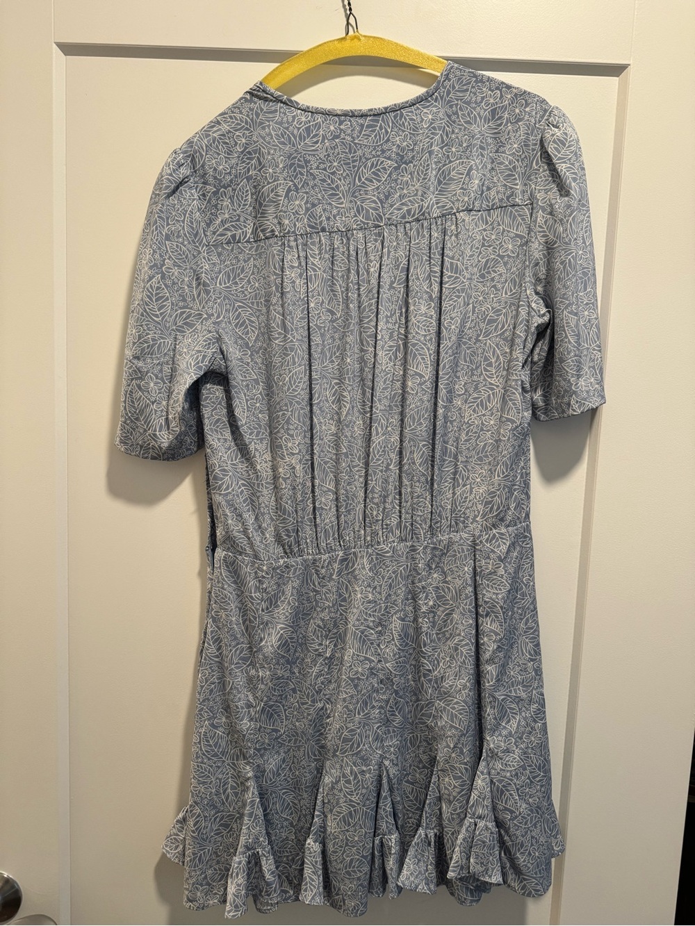 Veronica Beard Floral Print Short Sleeve Blue Dress